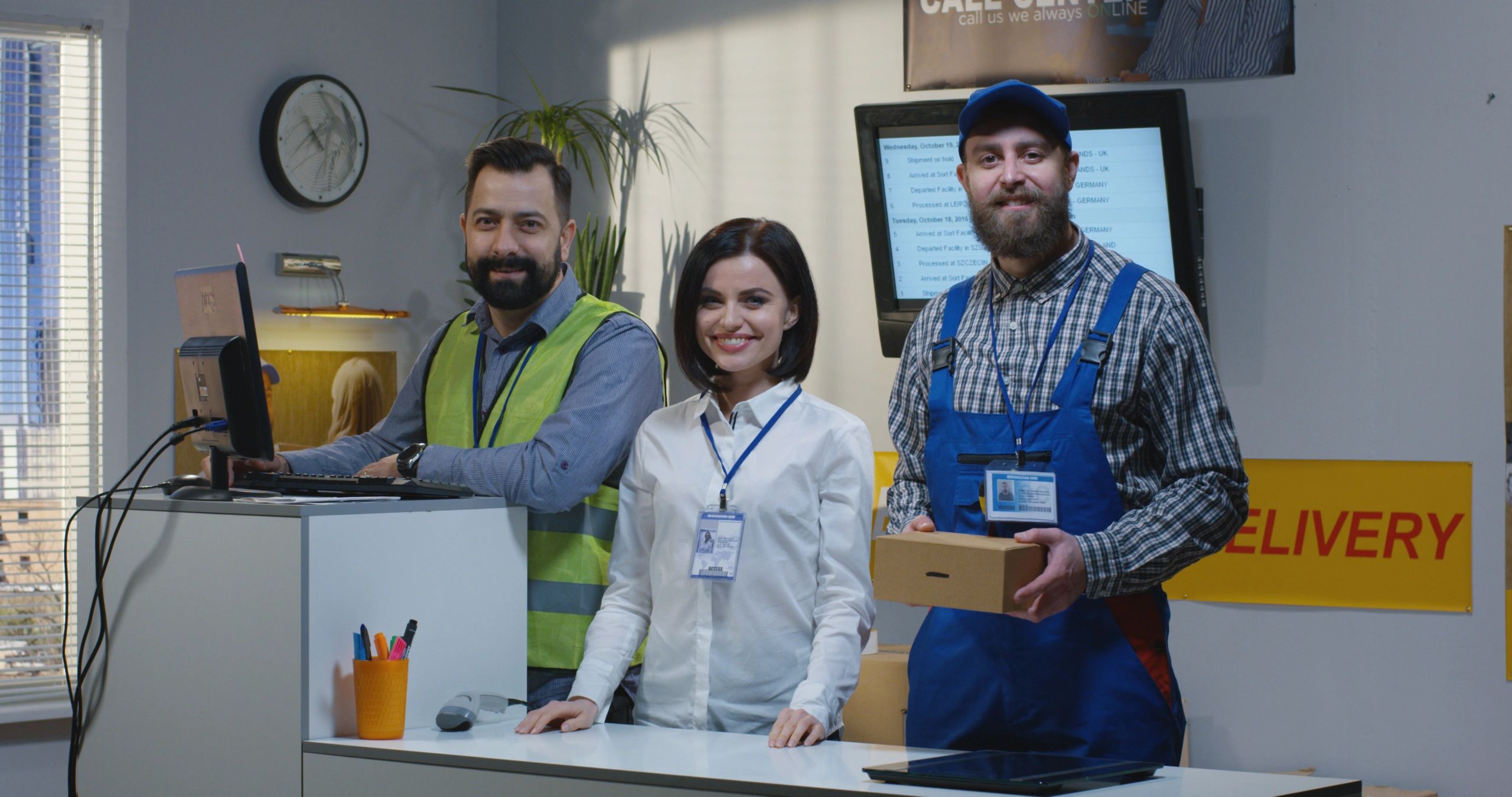 Professional logistics consultancy team in an operations office