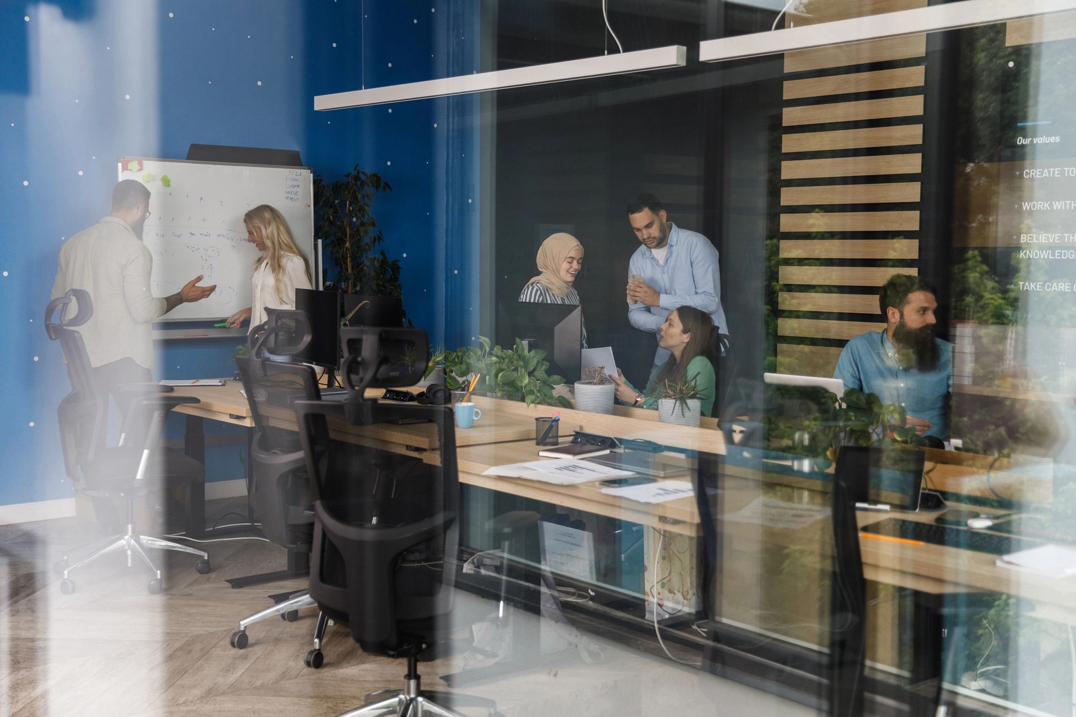 Project team collaborating in an office